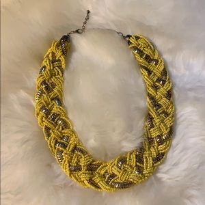 Statement Necklace • Yellow Beads • Gold Accents